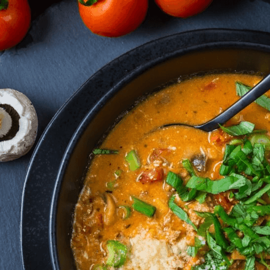 Pizzasuppe vegan mit Trinknahrung