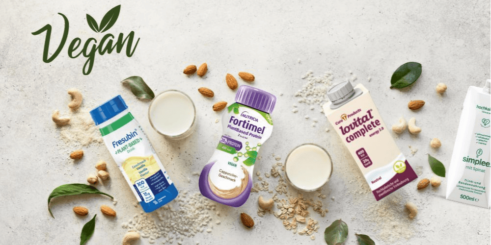 Vegane hochkalorische Trinknahrung mit pflanzlichen Zutaten Vegane hochkalorische Trinknahrung mit pflanzlichen Zutaten